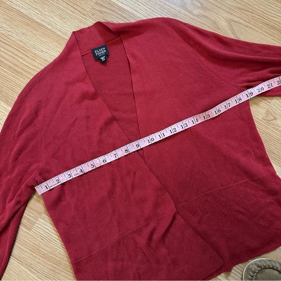 Eileen fisher silk cashmere blend size petite medium cardigan in red - Picture 5 of 7